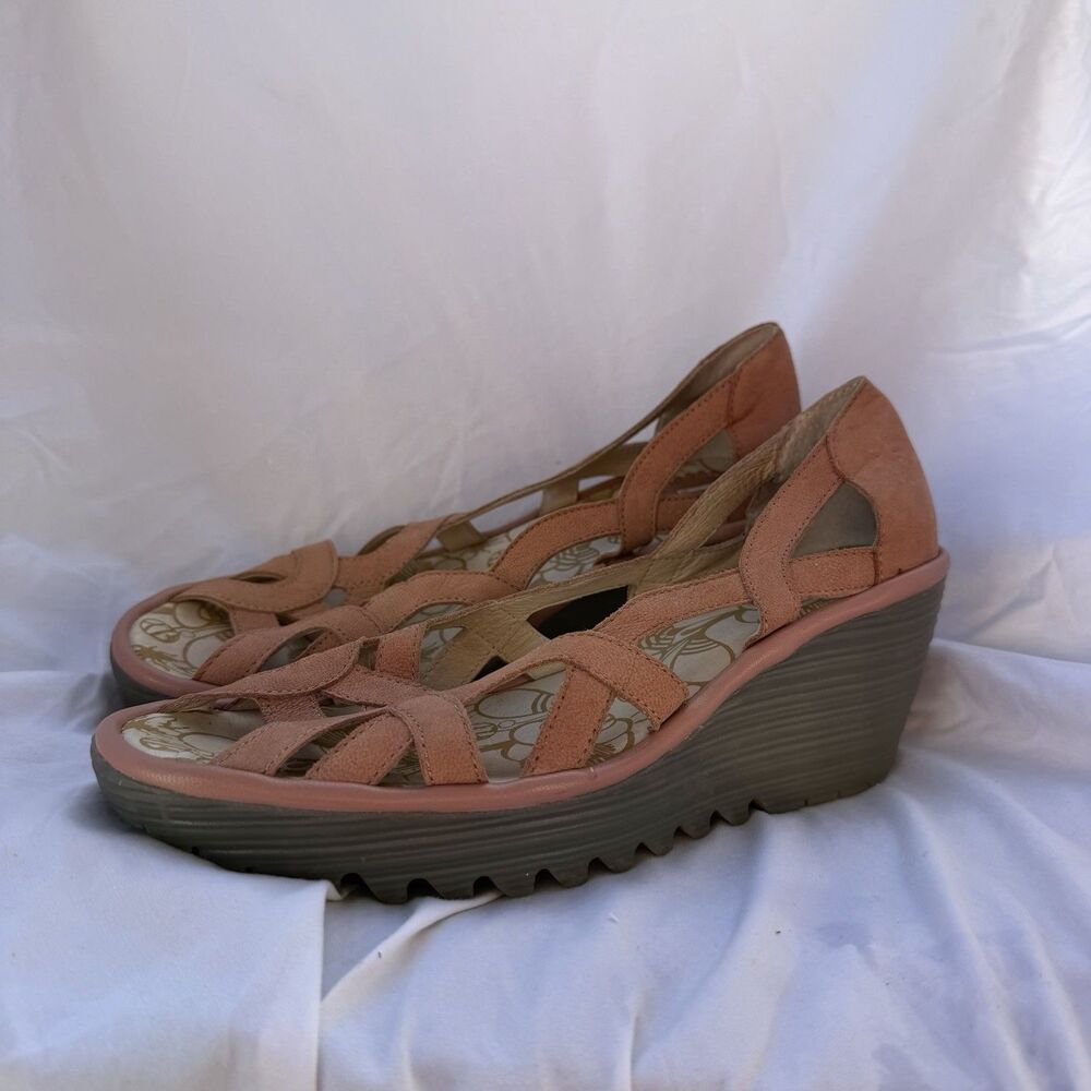 Fly London Taupe Yadi Wedge Sandals Size 39 (8-8.5)